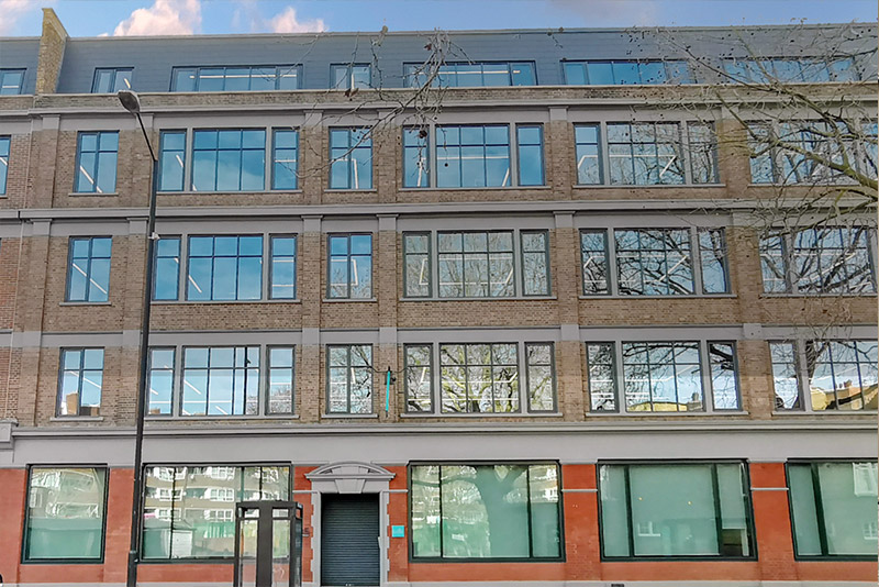 Insulated aluminium panels on refurbished office building