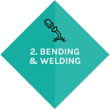 Diamond-shaped graphic icon for bending & welding